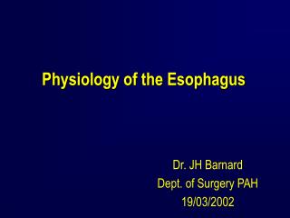 Physiology of the Esophagus