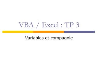 VBA / Excel : TP 3