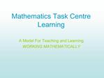 Mathematics Task Centre Learning