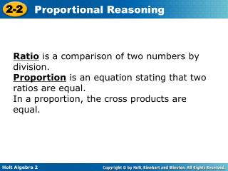 Ratio is a comparison of two numbers by division.