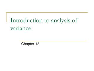 Introduction to analysis of variance
