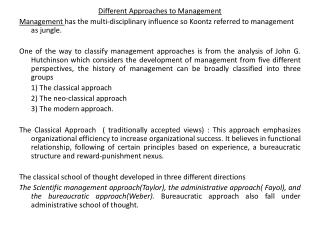 Different Approaches to Management