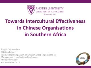 Towards Intercultural Effectiveness in Chinese Organisations in Southern Africa