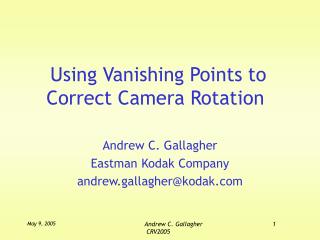 Using Vanishing Points to Correct Camera Rotation