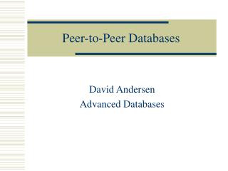 Peer-to-Peer Databases