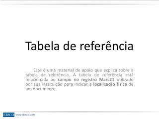 Tabela de referência