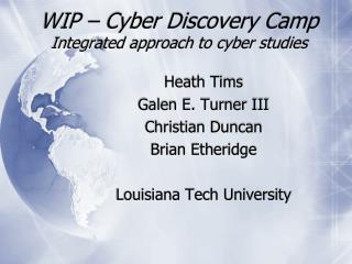 WIP – Cyber Discovery Camp Integrated approach to cyber studies