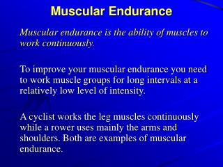 Muscular Endurance