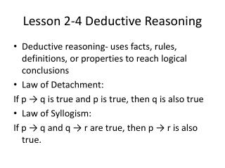Lesson 2-4 Deductive Reasoning