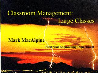 Classroom Management: Large Classes