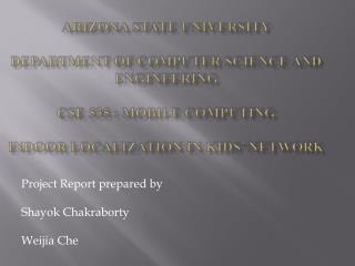 Project Report prepared by Shayok Chakraborty Weijia Che