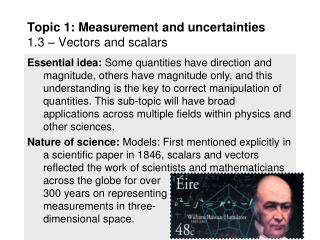 Topic 1: Measurement and uncertainties 1.3 – Vectors and scalars