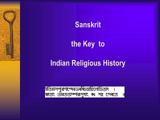Sanskrit the Key to Indian Religious History