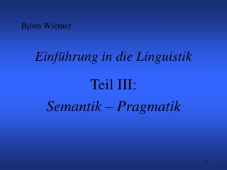 Einführung in die Linguistik