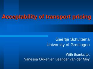 Acceptability of transport pricing