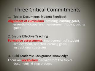 Three Critical Commitments