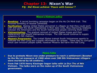 Nixon’s Vietnam policy