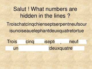 Salut ! What numbers are hidden in the lines ?