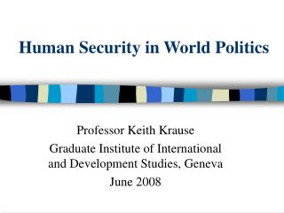 Human Security in World Politics
