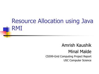 Resource Allocation using Java RMI