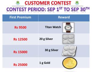 CUSTOMER CONTEST Contest Period: Sep 1 st to Sep 30 th