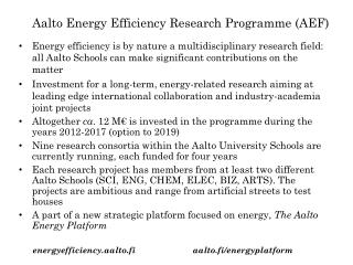 Aalto Energy Efficiency Research Programme (AEF)