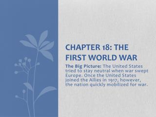 Chapter 18: The First World War