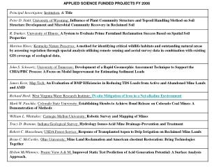 APPLIED SCIENCE FUNDED PROJECTS FY 2006