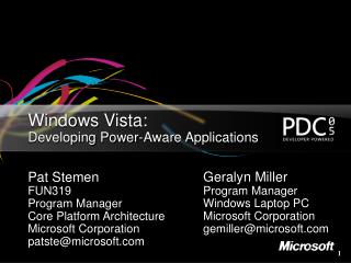 Windows Vista: Developing Power-Aware Applications