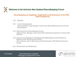 Welcome to the Archives New Zealand Recordkeeping Forum