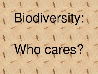 Biodiversity: Who cares?