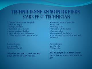 TECHNICIENNE EN SOIN DE PIEDS