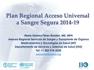 Plan Regional Acceso Universal a Sangre Segura 2014-19