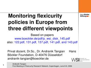 Monitoring flexicurity policies in Europe from three different viewpoints