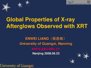 Global Properties of X-ray Afterglows Observed with XRT