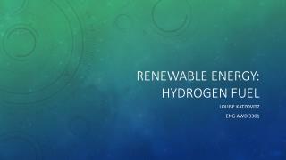Renewable energy: Hydrogen Fuel