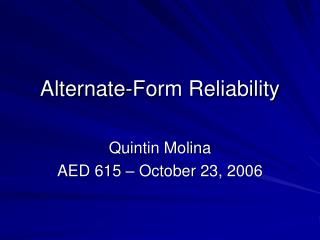 Alternate-Form Reliability