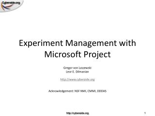 Experiment Management with Microsoft Project
