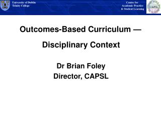 Outcomes-Based Curriculum —