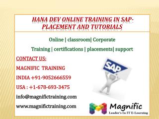 SAP HANA DEV ONLINE TRAINING