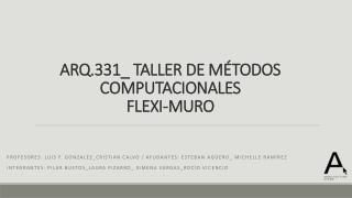 ARQ.331_ TALLER DE MÉTODOS COMPUTACIONALES FLEXI-MURO