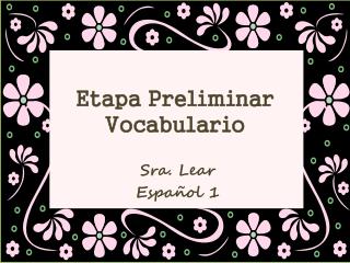 Etapa Preliminar Vocabulario