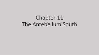 Chapter 11 The Antebellum South