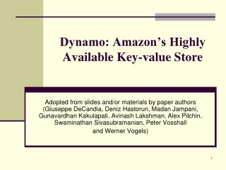 Dynamo: Amazon’s Highly Available Key-value Store