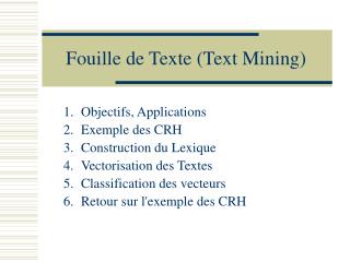 Fouille de Texte (Text Mining)
