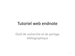 Tutoriel web endnote