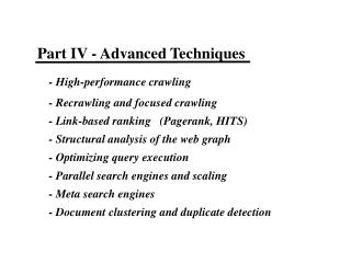 Part IV - Advanced Techniques - High-performance crawling