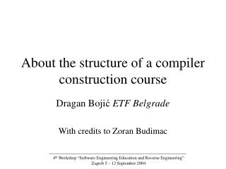 About the structure of a compiler construction course