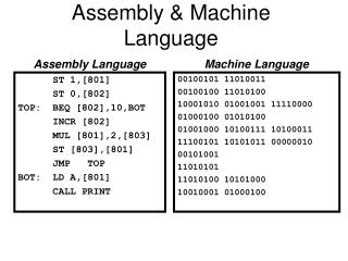 Assembly &amp; Machine Language