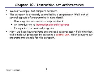 Chapter 10- Instruction set architectures
